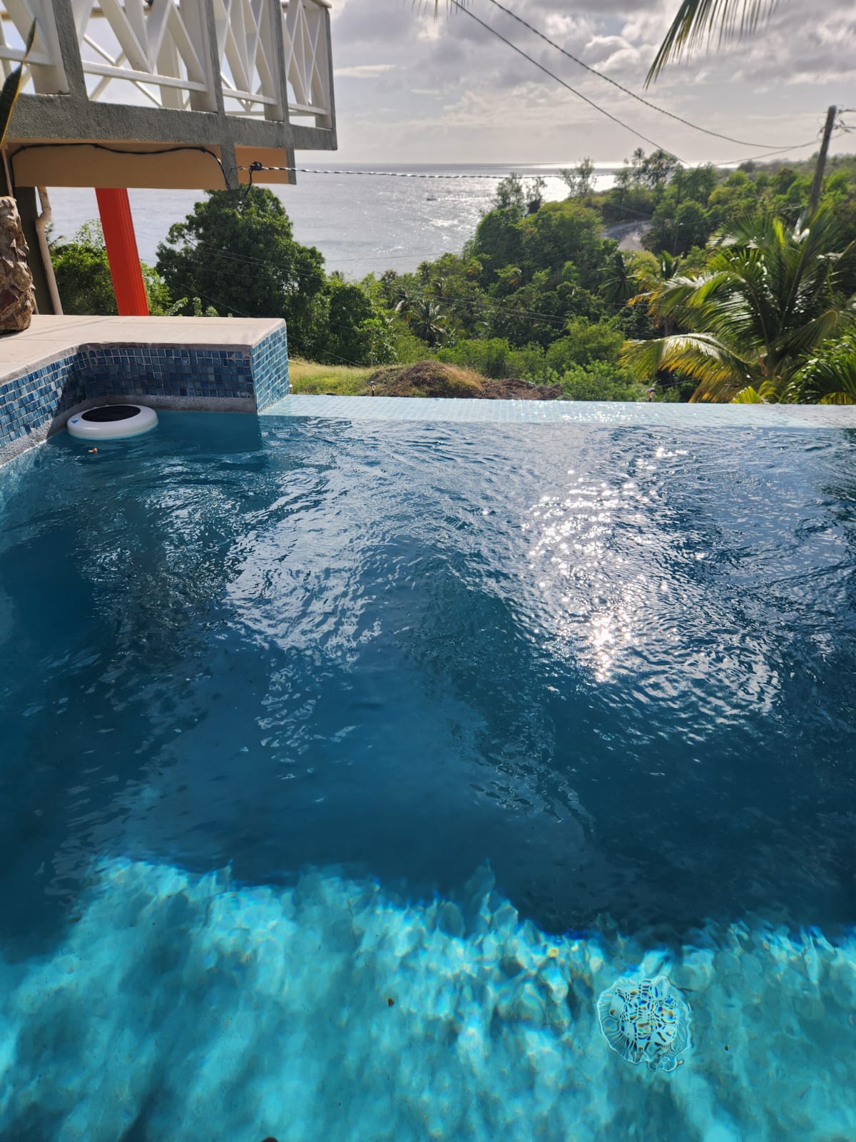 View from the water looking toward the sea below the villa