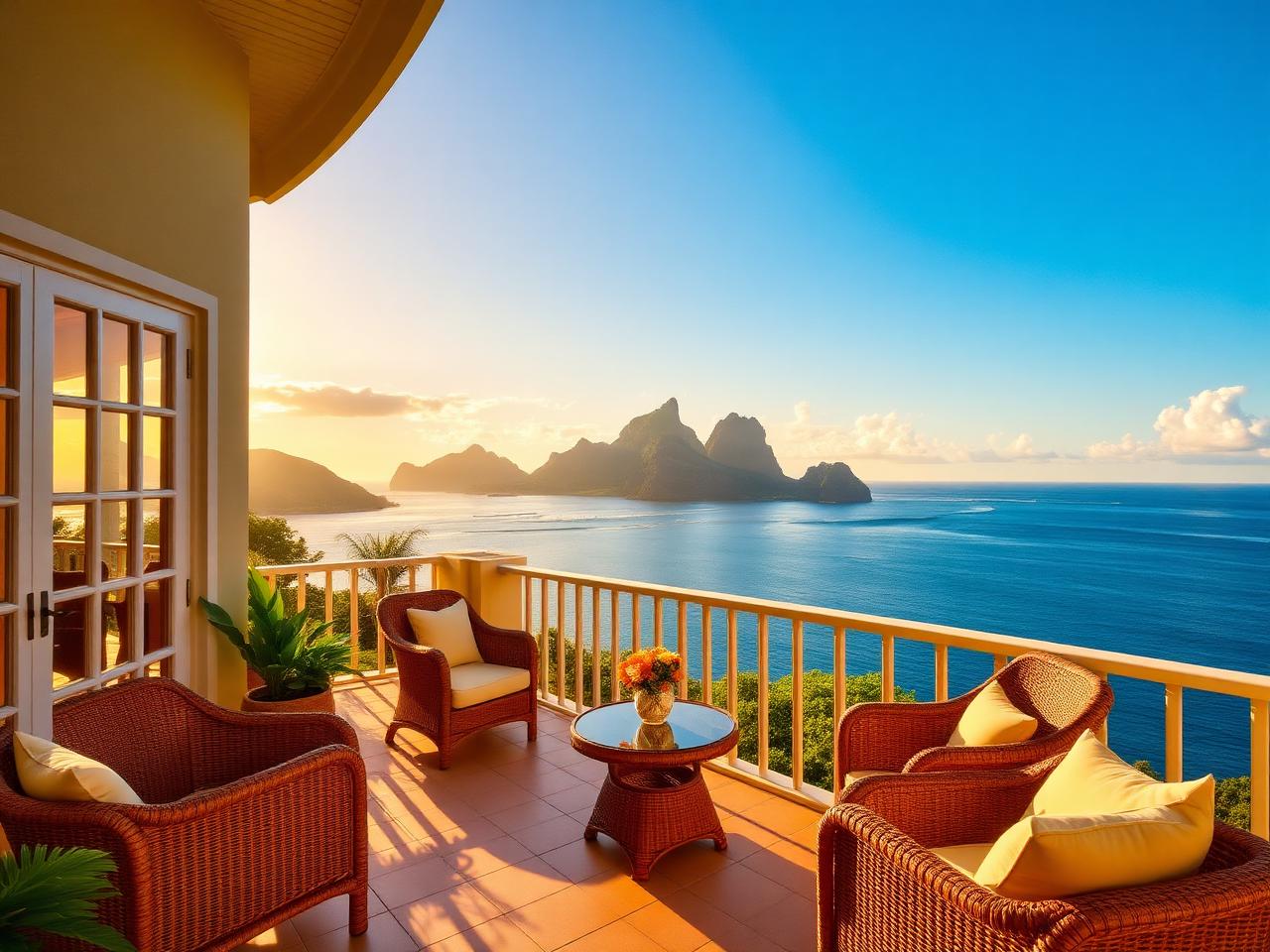 Villa balcony with panoramic ocean view